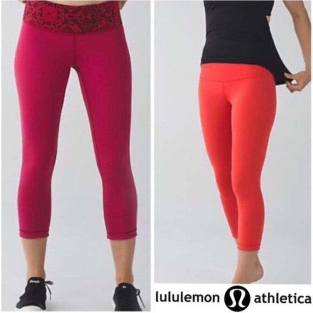 ⚫️ Lululemon Snake skin Red Reversible Crop Leggings​​